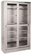 UMF Medical SS7816 Stainless Steel Storage Cabinet with 2 Sliding Glass Doors & 5 Shelves, 47" x 84" x 16"