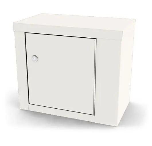 UMF Medical 7782QW Narcotics Locker with 1 Single Lock Door & 1 Shelf, White, 14" x 12" x 8"