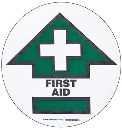 Brady 104486 "FIRST AID" with Arrow Floor Sign, 17" Diameter