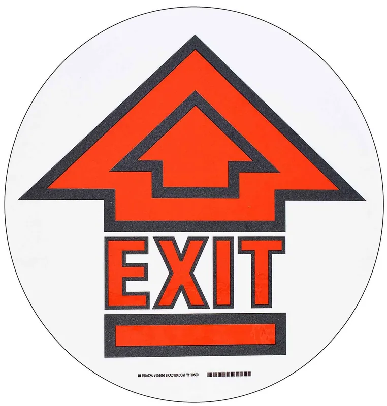 Brady 104490 "EXIT" with Arrow Floor Sign, 17" Diameter