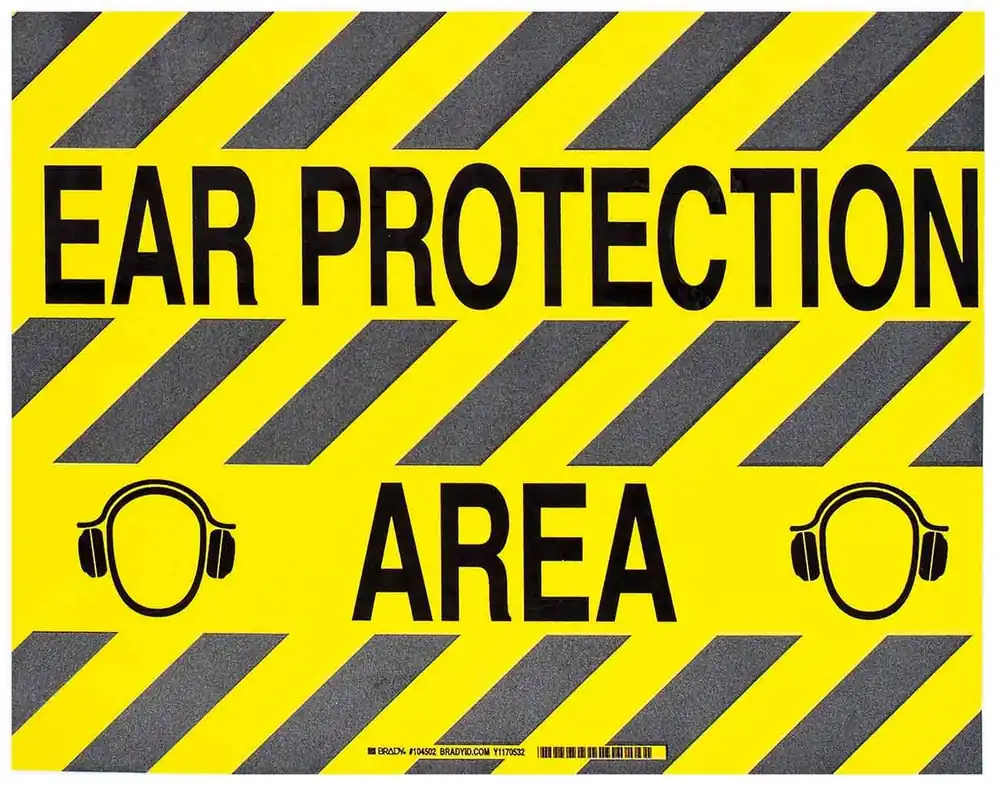 Brady 104502 "EAR PROTECTION AREA" Floor Sign, 14" x 18"