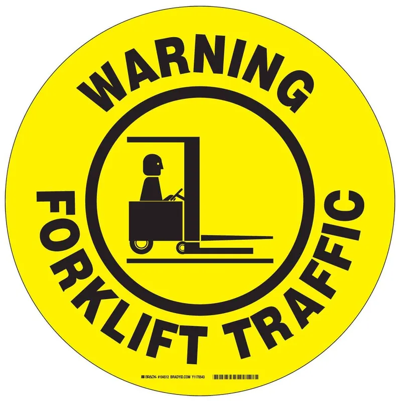 Brady 104512 "WARNING FORKLIFT TRAFFIC" Floor Sign, 17" Diameter