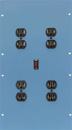 Treston 21.25" Riser Electrical Panel with 4 Outlets for Workmaster Workbenches, Sky Blue