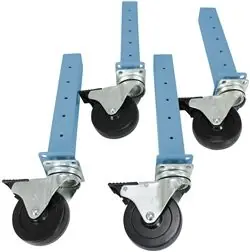 Treston 4" Leg Extender Caster Kit for Workmaster Workbenches, Sky Blue