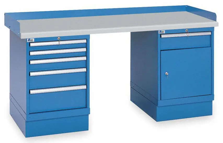 Lista XSWB53-72PT 30" x 72" Industrial Workstation with Laminate Work Surface, Cabinet Base & Drawer Bank