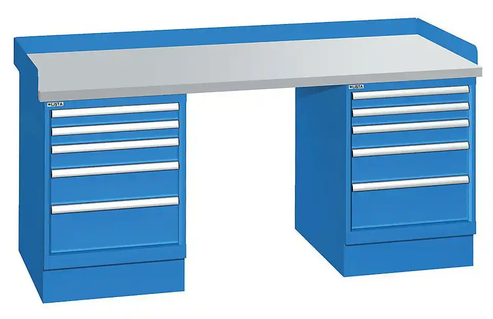 Lista XSWB63-72PT 30" x 72" Industrial Workstation with Laminate Work Surface & Dual Drawer Banks