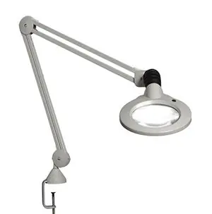 Luxo KFL026028 KFM LED Magnifier with 3 Diopter Lens & Edge Clamp, Light Gray
