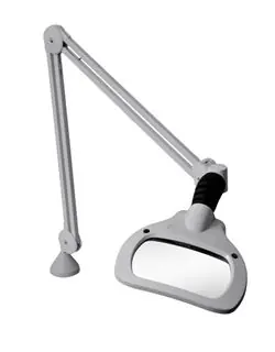 Luxo WAL025970 WAVE+LED Magnifier with 3.5 Diopter Lens & Edge Clamp, Light Gray