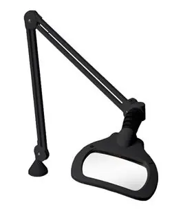 Luxo WAL025972 WAVE+LED ESD-Safe Magnifier, 3.5 Diopter Lens & Edge Clamp, Black
