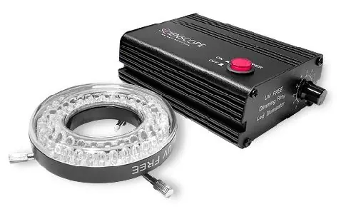 Scienscope IL-LED-R2 Adjustable LED Ring Light with Power Supply, 2.3" ID