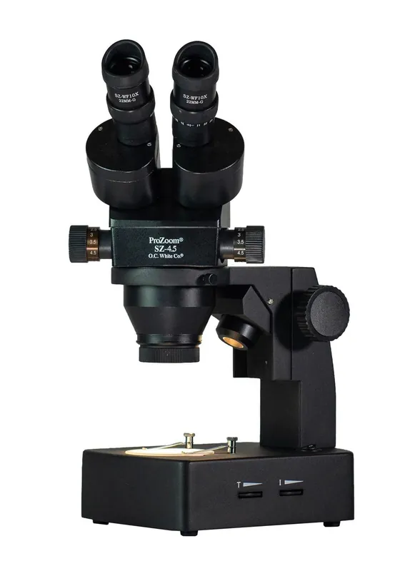 OC White Prolite® Stereo Zoom Microscope with Track Stand & Integrated Light