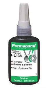 Permabond HL138 Press Fit Anaerobic Retaining Compound, Green, 10ml Bottle