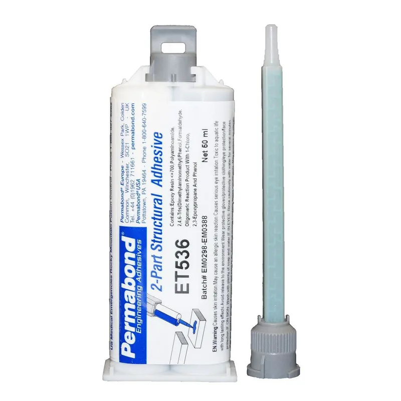 Permabond ET536 Toughened Two-Part Epoxy, White/Black, 50ml Cartridge