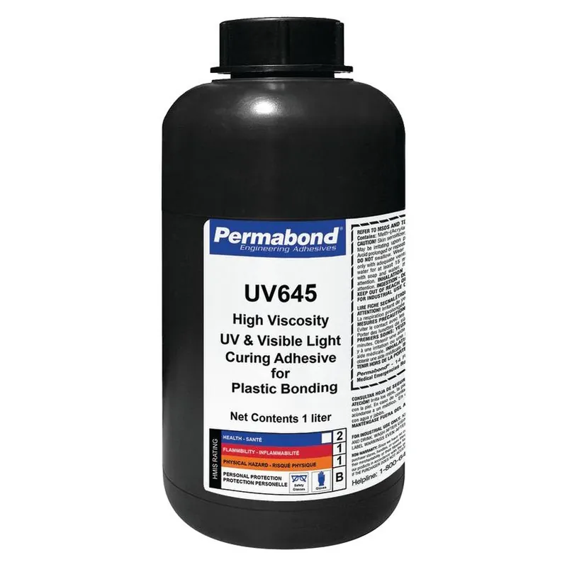 Permabond UV645 Plastic Bonding UV-Curable Adhesive, Clear, 1 Liter Bottle