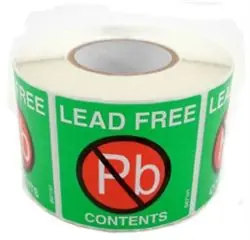 Botron B67101 Lead-Free Contents Adhesive Labels, Green, 2" x 2", Roll of 500