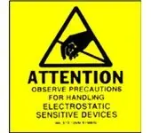 Botron B6727 MIL Standard Self Adhesive Labels, Yellow, 2" x 2", Roll of 500