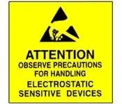 Botron B6735 JEDC-14 Self Adhesive Labels, Yellow, 2" x 2", Roll of 500