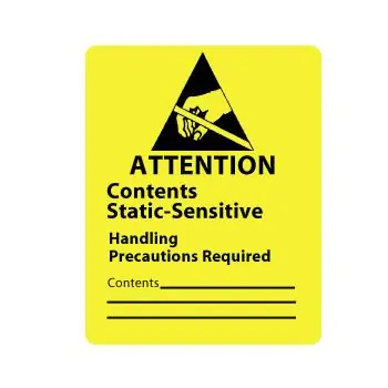 SCS 7102 Destructible JEDEC-14 Symbol Label, Black on Yellow, 1.875" x 2.5", Roll of 500