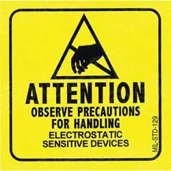 SCS 7201 Reusable MIL-STD-129 Symbol Label, Black on Yellow, 2" x 2", Roll of 500