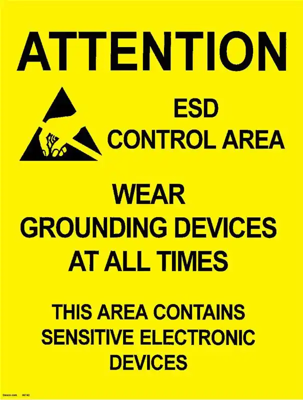 Desco 06742 "ESD CONTROL AREA" Posters, 17" x 22"