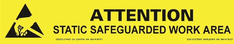 Desco 06751 "STATIC SENSITIVE AREA" Bench Sign, 1" x 6"