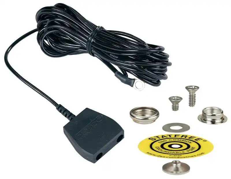 Desco 14213 Common Point Ground Cord for Bench Mat & 2 Wrist Straps with Resistor & Snap Kit, 15‘