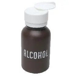 Menda 35601 HDPE Lasting-Touch Bottle, Brown with "Alcohol" Print, 8 oz.