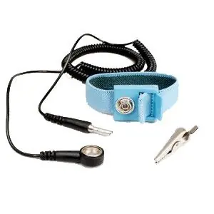 Static Solutions WS-1020 Adjustable Blue Elastic Wrist Strap with 4mm Snap & 10‘ Coil Cord