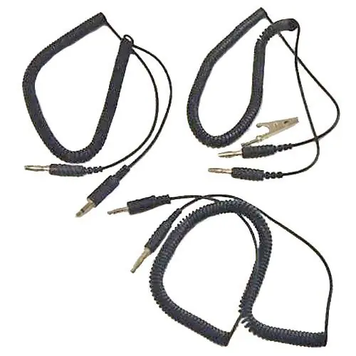 Static Solutions CC-2641 Two Wrist Strap Coil Cords, 10‘ (Banana Plug & 3.5mm Plug)