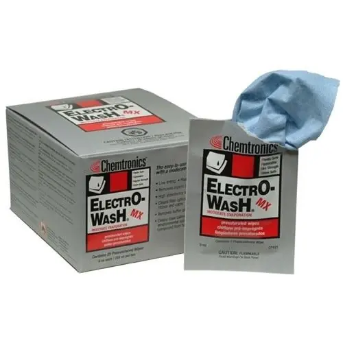 Chemtronics CP421 Presaturated Electro-Wash MX Universal Cleaning Wipes, 8" x 10"