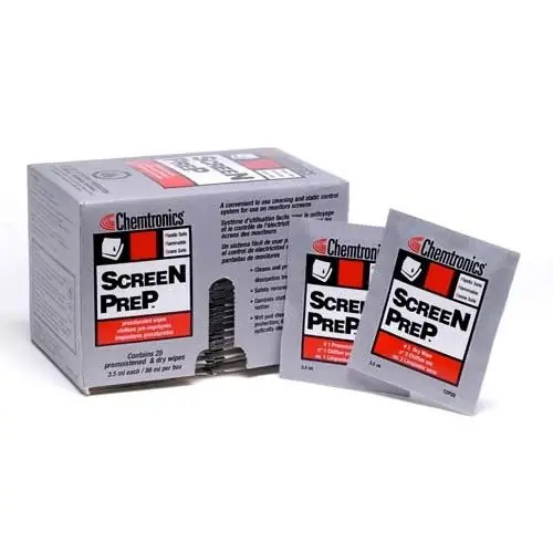 Chemtronics CSP20 Presaturated Screen Prep Wipes Twin Pack, 3" x 4"