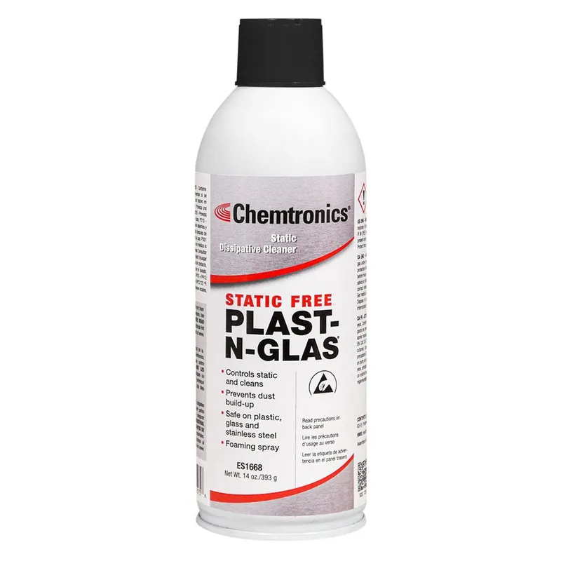 Chemtronics ES1668 Static Free Plast-N-Glas Plastic & Glass Cleaner, 14 oz. Can