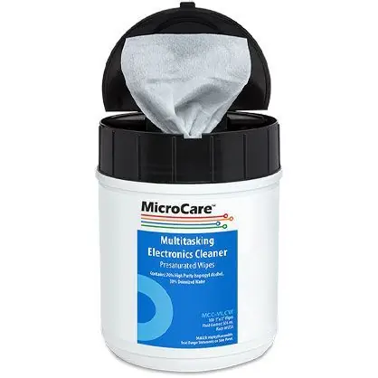 MicroCare MCC-MLCW Multitasking Electronics Cleaning Presaturated Wipes, 8" x 5" (Pack of 100)