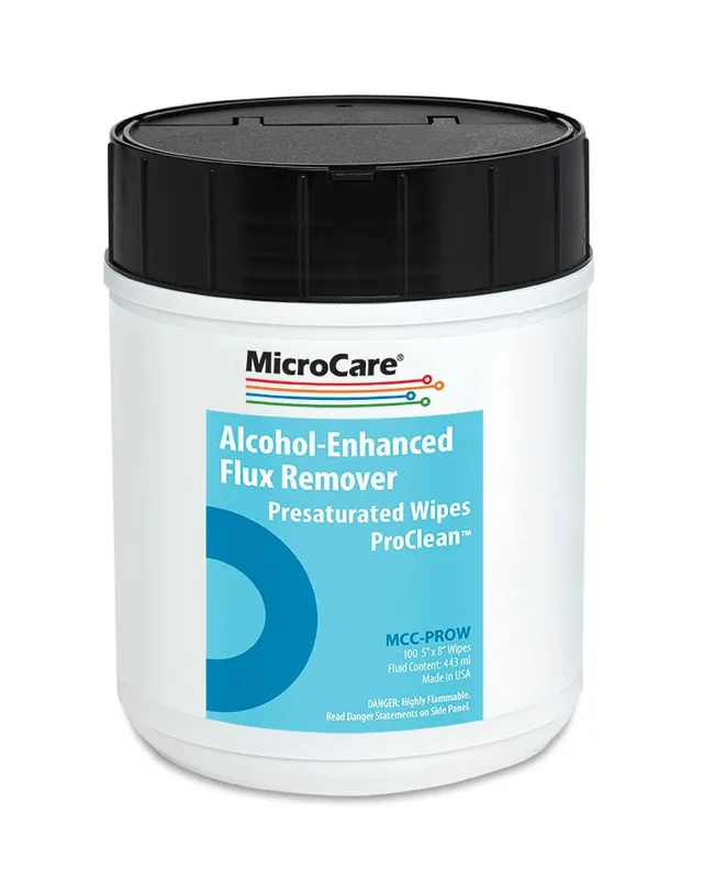 MicroCare MCC-PROW ProClean™ Alcohol-Enhanced Flux Remover Wipes, 8" x 5" (Pack of 100)