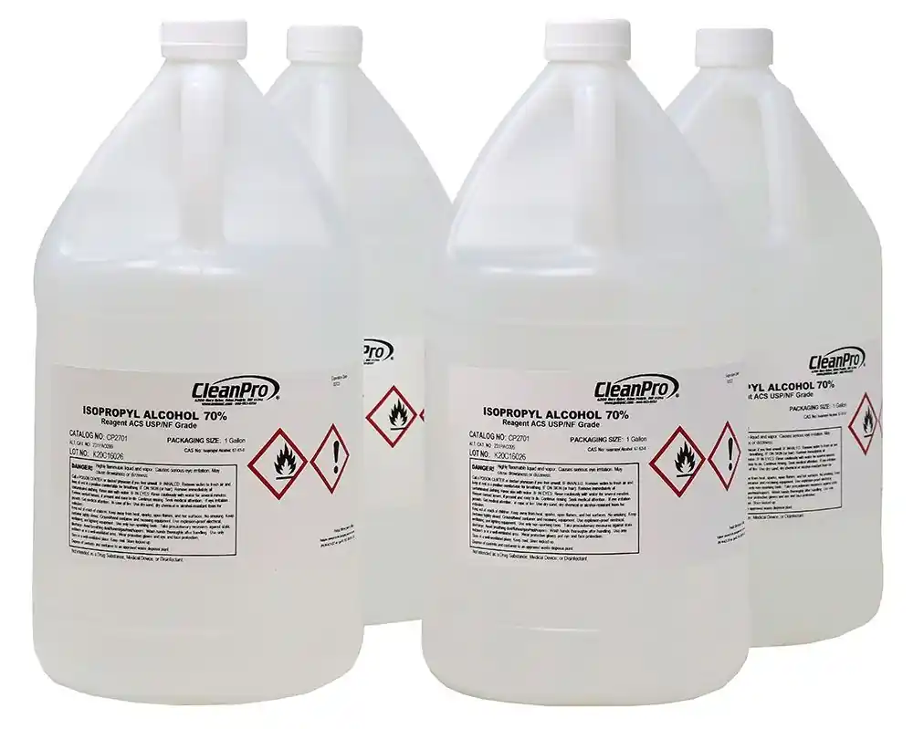 CleanPro® 70% IPA Isopropyl Alchohol Case of 4 Gallons USP-Grade