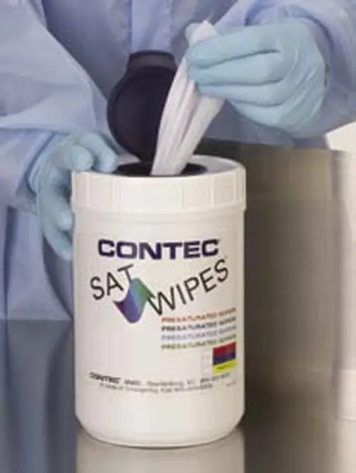 Contec SAT-C3-7030 Can of SATWipes, Polyester Nonwoven Presaturated Wipes, 70% IPA, 6" x 9"
