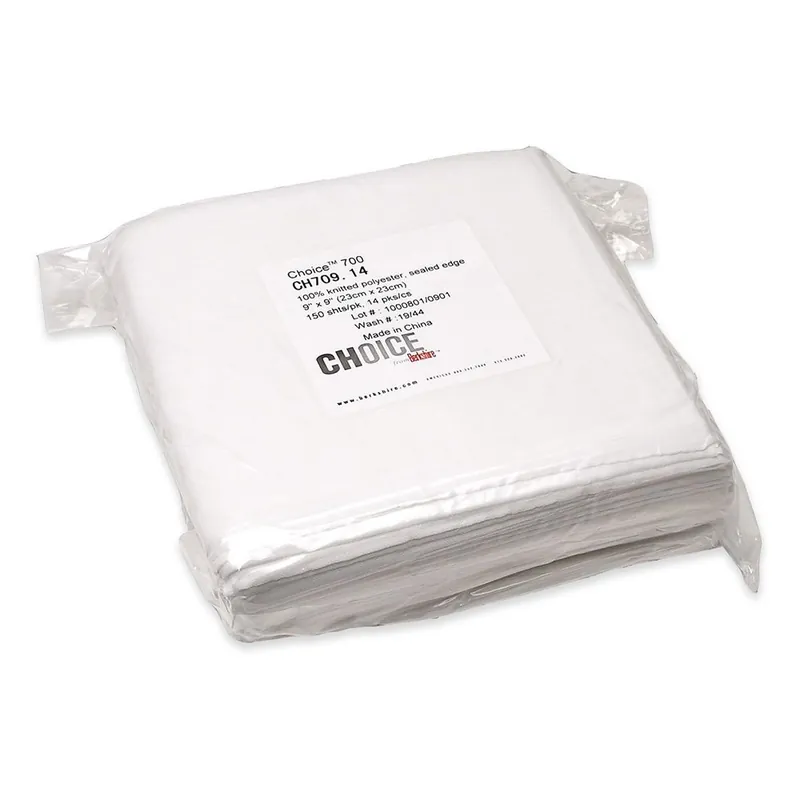 Berkshire Choice 700 Laundered Polyester Knit Cleanroom Wipers, 9" x 9" (Pack of 150)