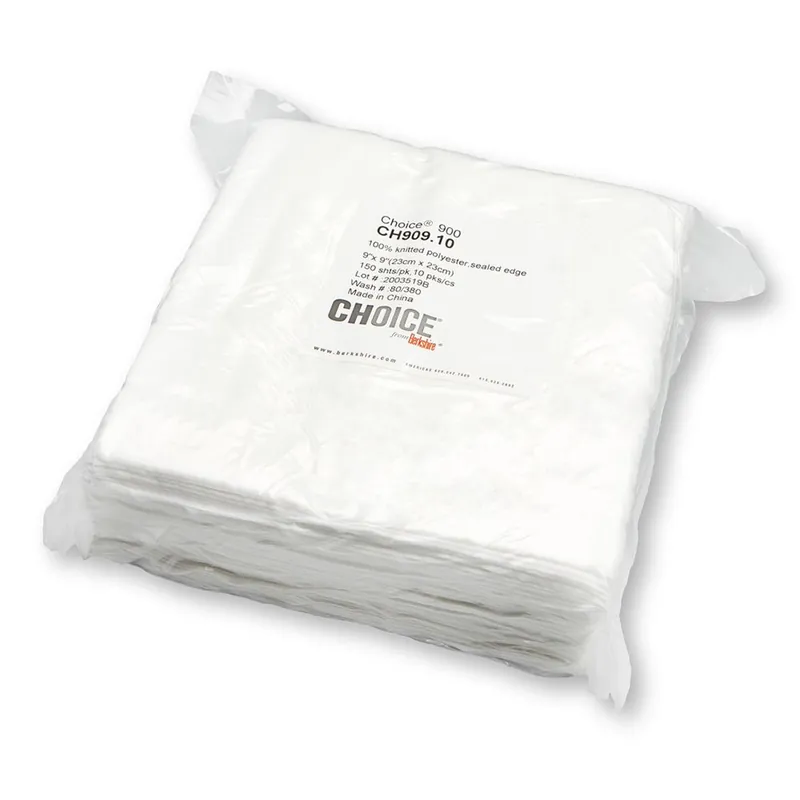 Berkshire Choice 900 Laundered Polyester Knit Cleanroom Wipers, 9" x 9"