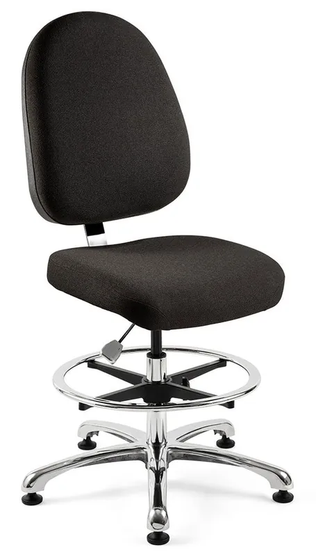 Bevco 9550L-S Integra Bench Height Chair with Large Back & Polished Aluminum Base, Fabric