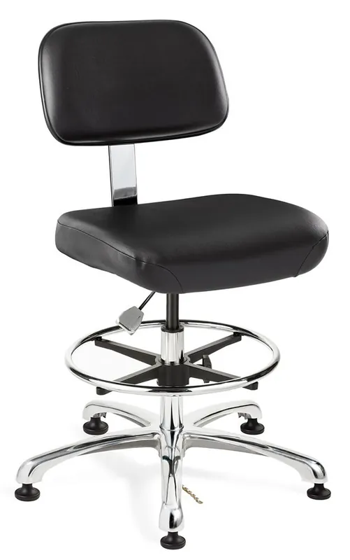 Bevco 8550 Doral Bench Height ESD Chair with Polished Aluminum Base, Fabric