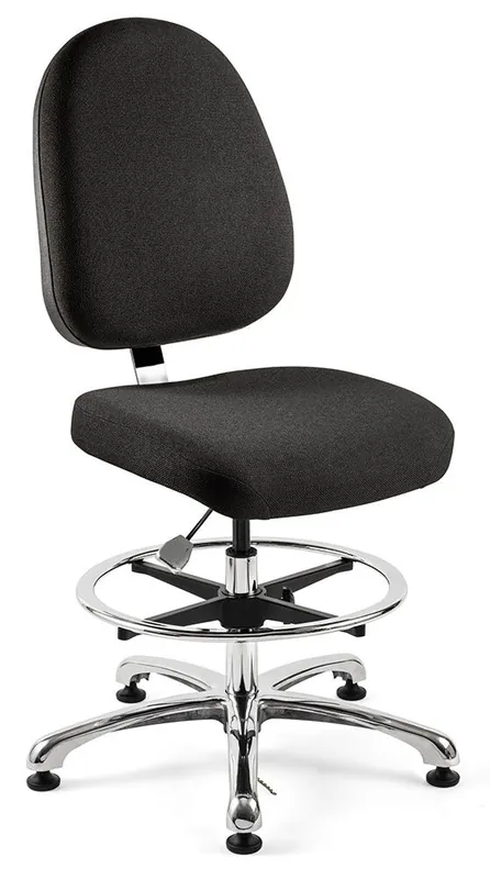 Bevco 9350L-E Integra Mid-Height ESD Chair with Large Back & Polished Aluminum Base, Fabric