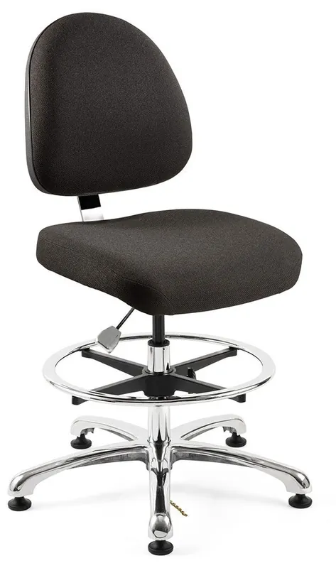 Bevco 9550M-E Integra Bench Height ESD Chair with Standard Back & Polished Aluminum Base, Fabric