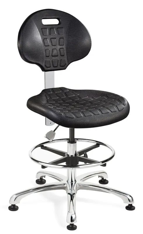 Bevco 7350 Everlast Mid-Height Class 10 Cleanroom Chair with Polished Aluminum Base, Polyurethane
