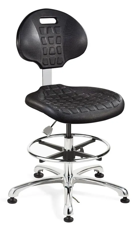 Bevco 7550E Everlast Bench Height ESD Chair with Polished Aluminum Base, Polyurethane