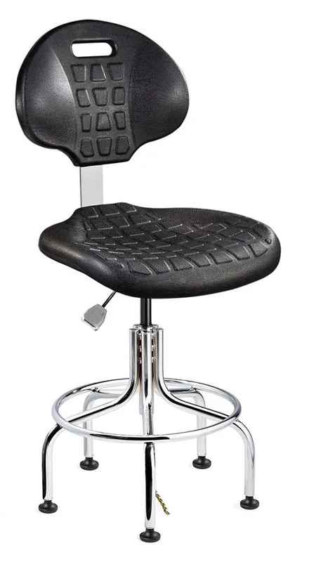 Bevco 7610E1 Everlast Bench Height Class 10 Cleanroom ESD Chair with Tubular Steel Base, Polyurethane