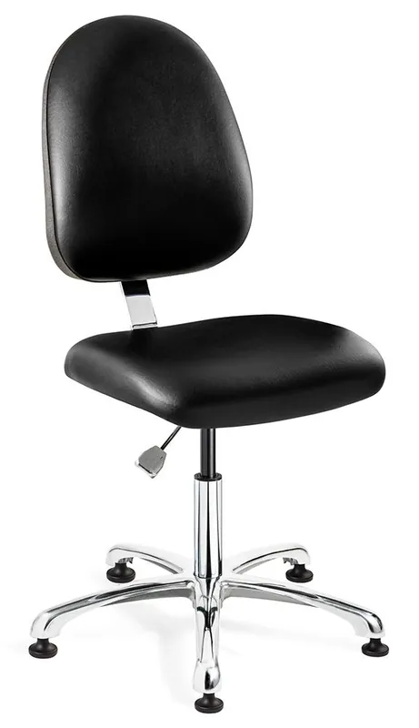 Bevco 9050LC4 Integra Desk Height Class 10,000 Cleanroom Chair with Large Back & Polished Aluminum Base, Vinyl