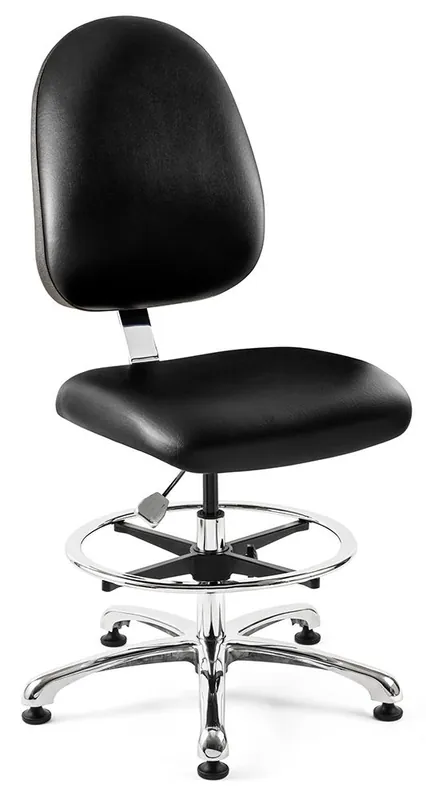 Bevco 9350LC1 Integra Mid-Height Class 10 Cleanroom Chair with Large Back & Polished Aluminum Base, Vinyl
