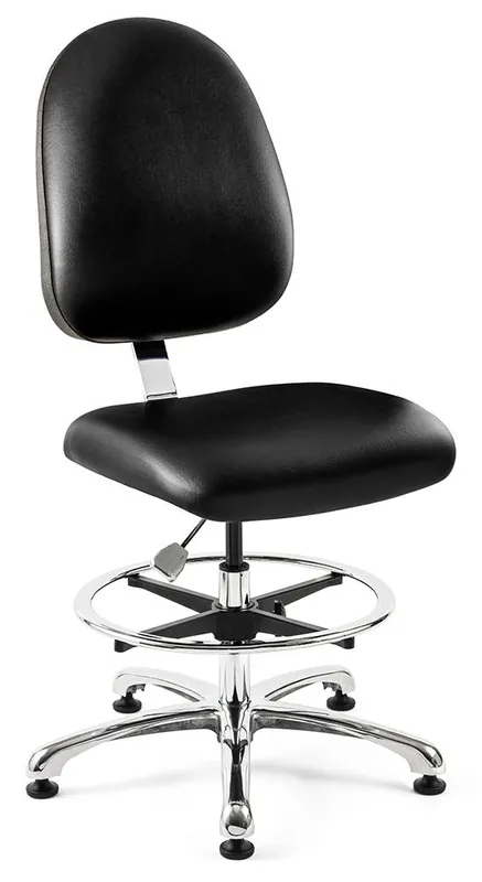 Bevco 9350LC2 Integra Mid-Height Class 100 Cleanroom Chair with Large Back & Polished Aluminum Base, Vinyl