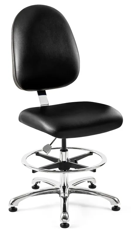 Bevco 9350LC3 Integra Mid-Height Class 1,000 Cleanroom Chair with Large Back & Polished Aluminum Base, Vinyl