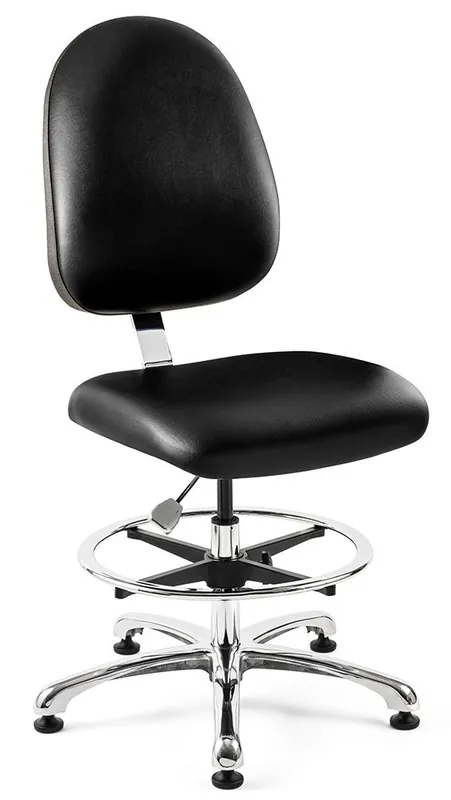 Bevco 9350LC4 Integra Mid-Height Class 10,000 Cleanroom Chair with Large Back & Polished Aluminum Base, Vinyl